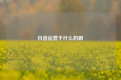 抖音运营干什么的啊