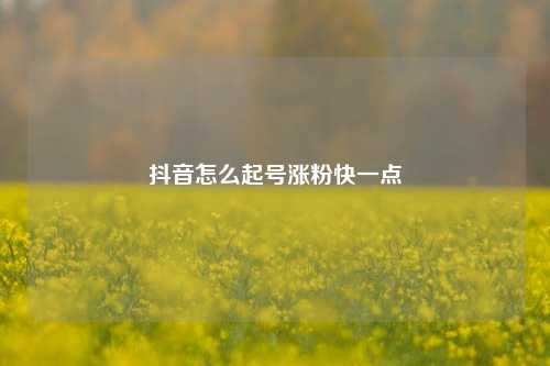 抖音怎么起号涨粉快一点