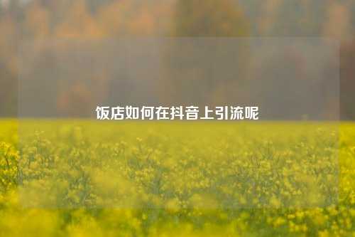 饭店如何在抖音上引流呢