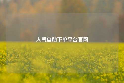 人气自助下单平台官网